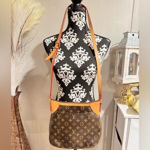 Elegant Monogram Crossbody Bag with Tan Details